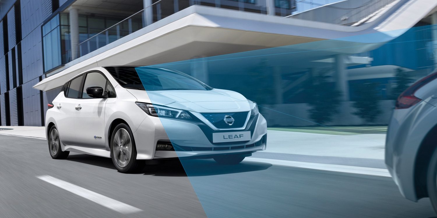 Nissan LEAF driving on a city street