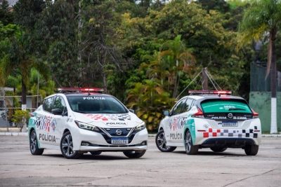 Nissan LEAF ganha as ruas da cidade de São Paulo como viatura 100% elétrica da Polícia Militar