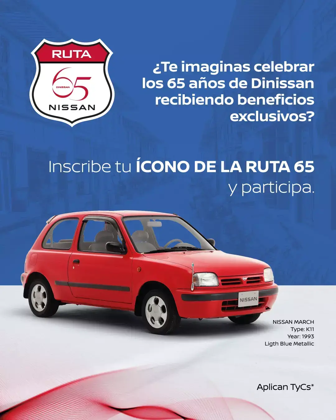 Carro Nissan protagonista del aniversario 65 de la marca.