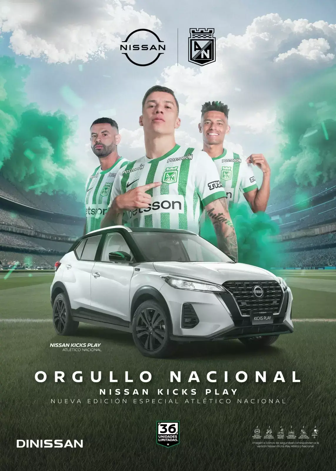 Hinchas Verdolagas celebrando junto al exclusivo Nissan Kicks