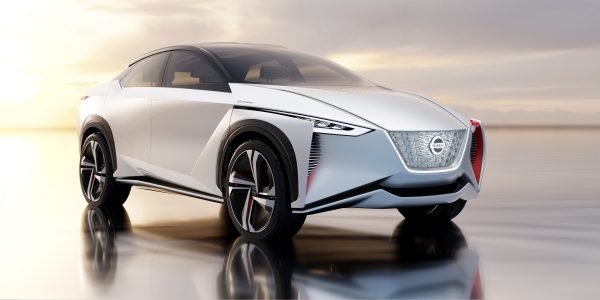 Nissan IMx concept car 3/4 exterior front in desert