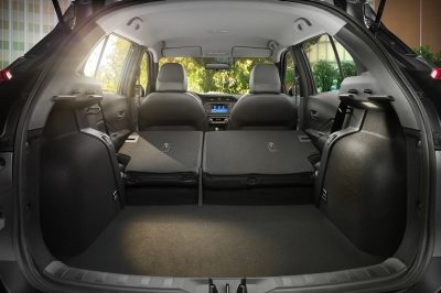 Nissan Kicks rear cargo area with passenger seats upright