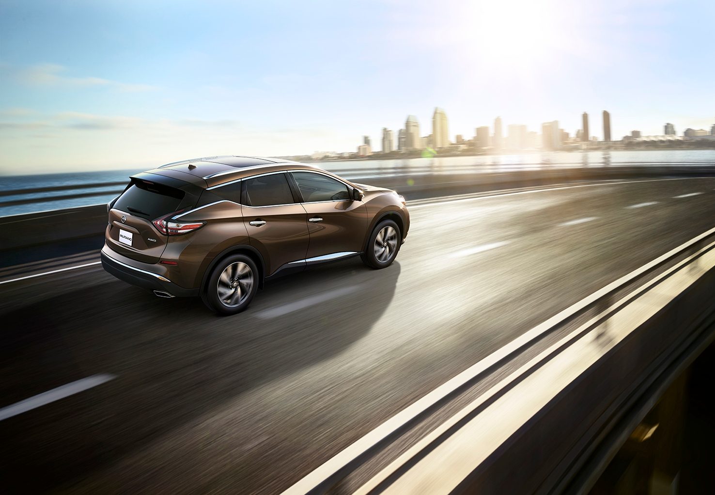Vista 3/4 trasera del Nissan Murano