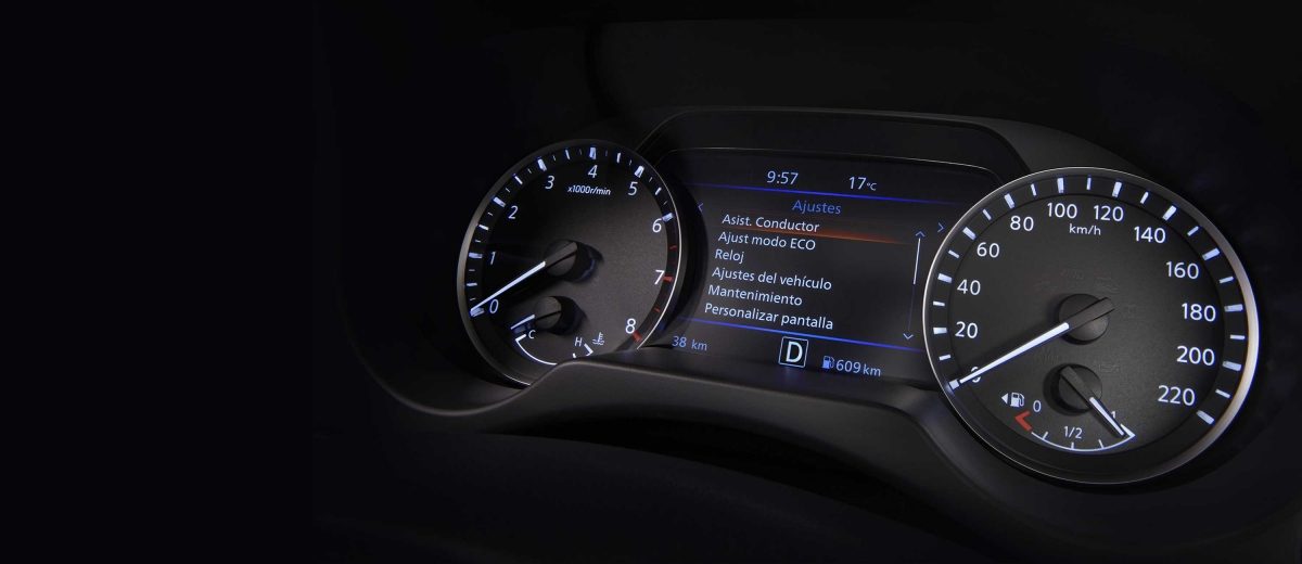 2021 Nissan Frontier showing advanced drive-assist display screen