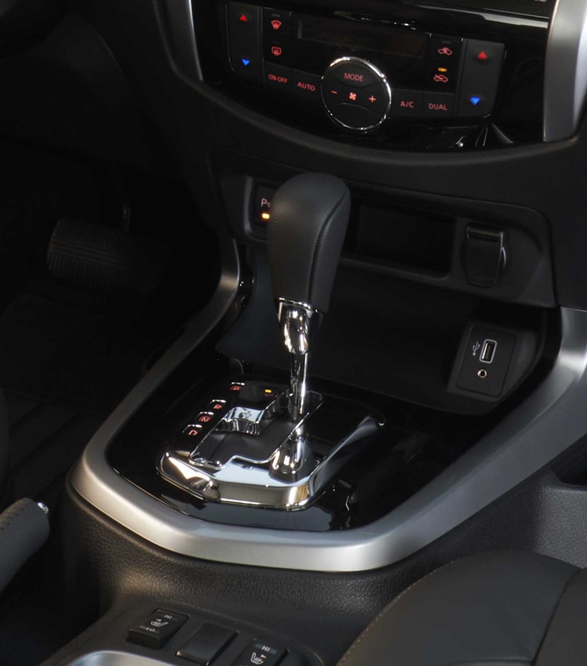 2021 Nissan Frontier showing gear shifter for automatic transmission