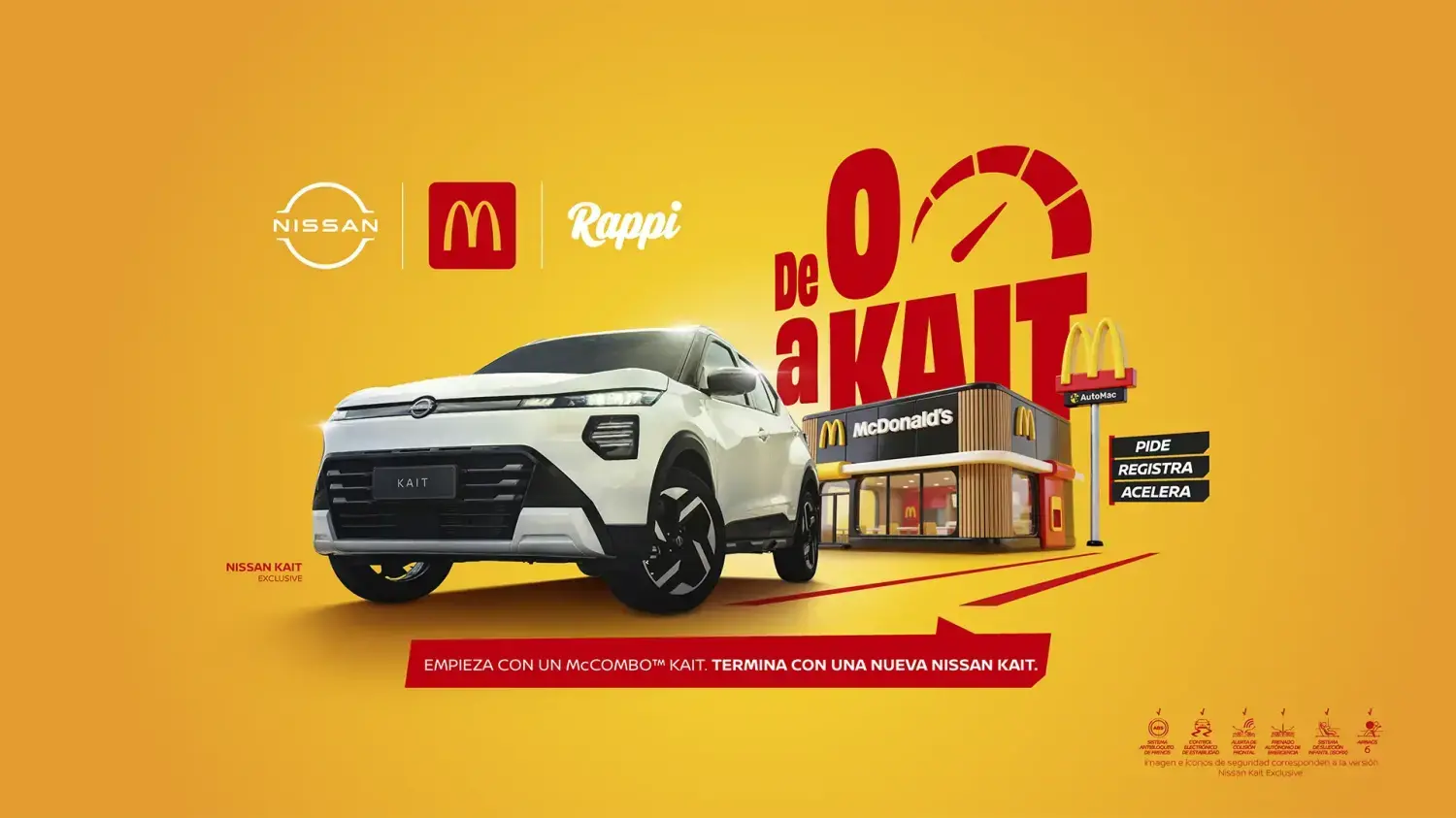 SUV Nissan Kait blanca en experiencia “De 0 a Kait” con McDonald’s y Rappi