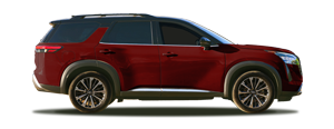 Vista lateral del Nissan Pathfinder, camioneta SUV de gran capacidad con espacio para la familia. 