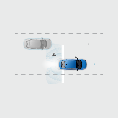 Alerta de punto ciego del carro Nissan Versa con detección de autos cercanos
