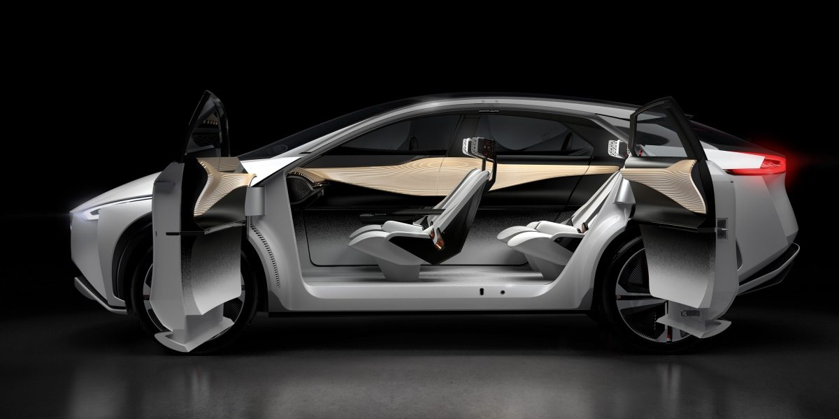 Nissan IMx concept car exterior profile with doors open