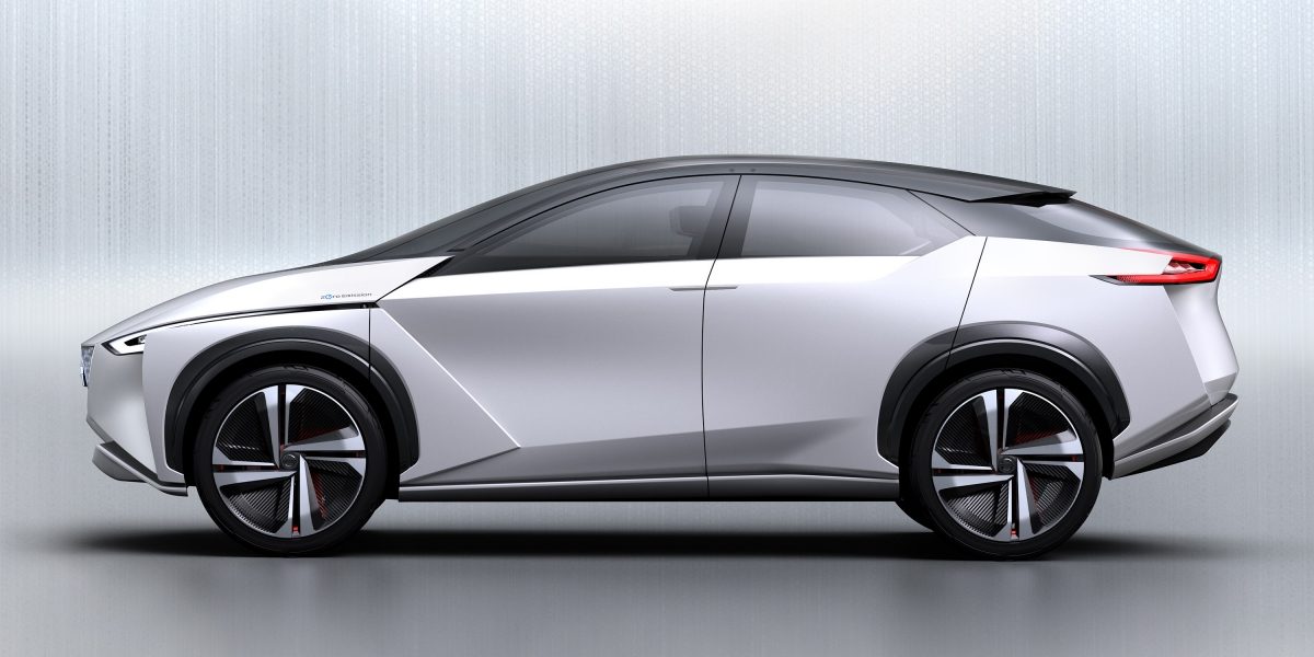 Nissan IMx concept car exterior profile in light gray studio