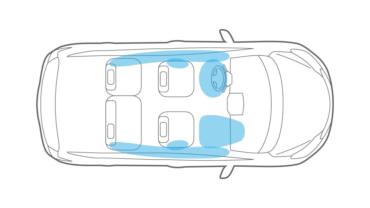 Nissan Versa Note six standard airbags overhead illustration