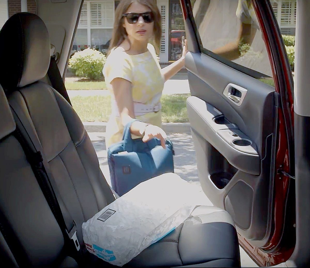 Nissan Sentra rear seats with bag of ice