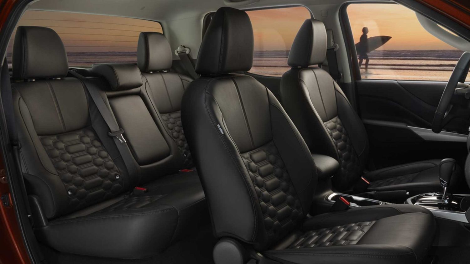 2021 Nissan Frontier interior view showing front seat and center console