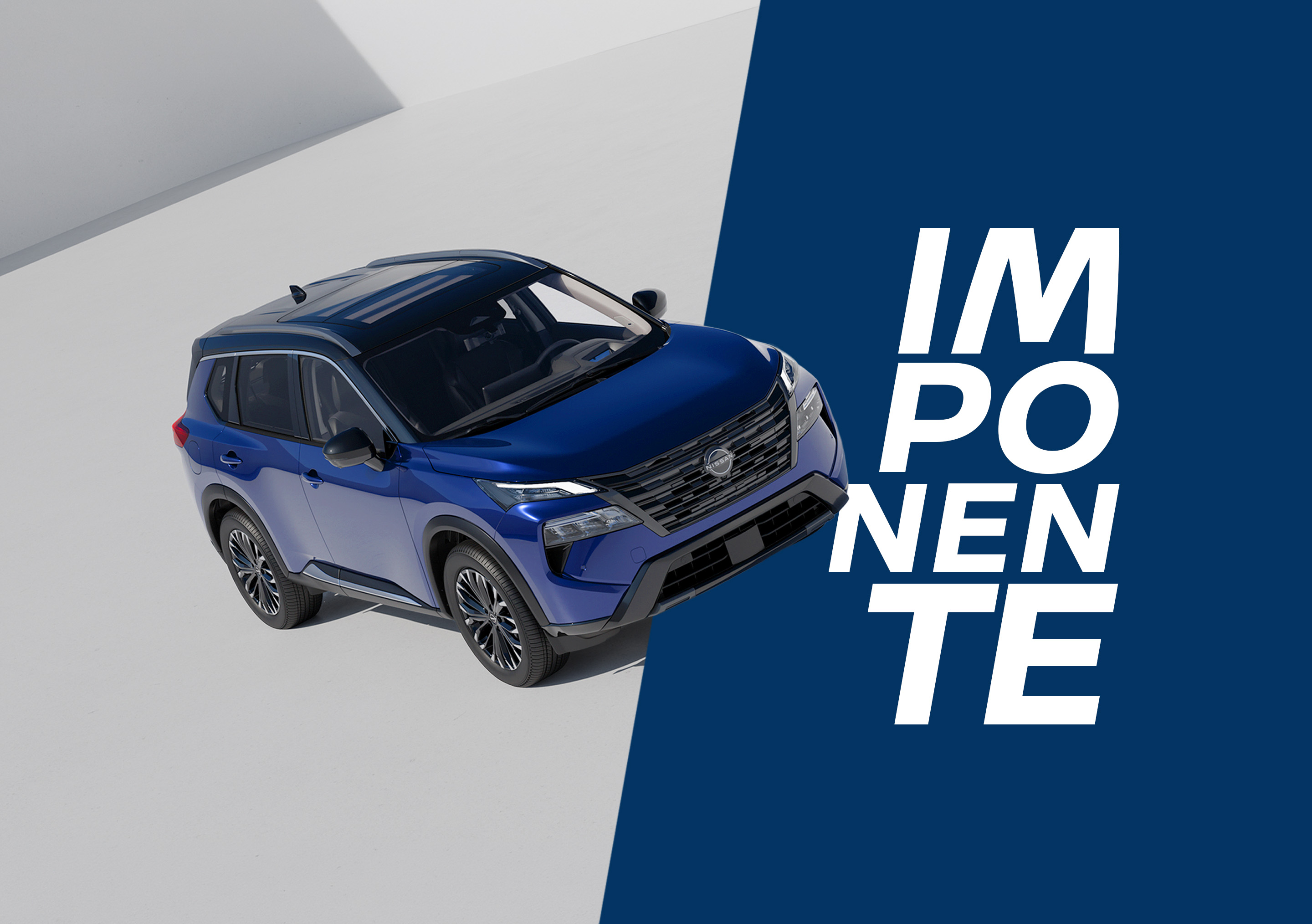 Diseño lateral de la SUV Nissan X-Trail 2026 con mujer caminando.