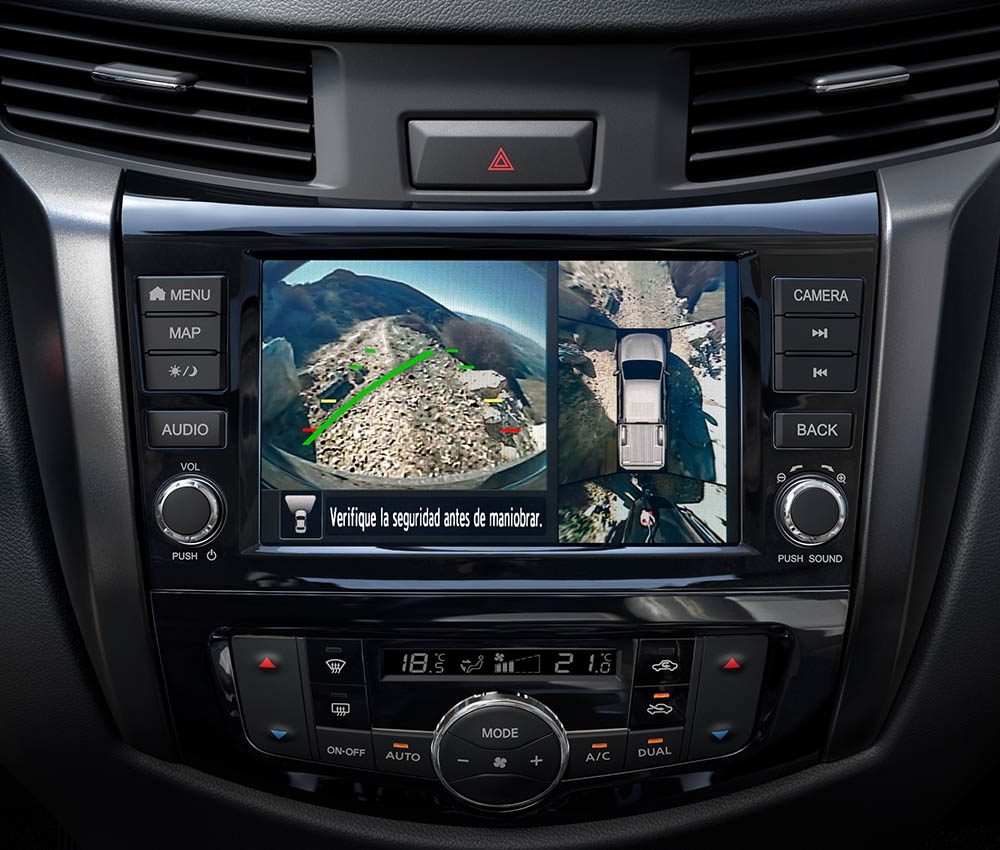 2021 Nissan Frontier showing intelligent around view monitor display screen