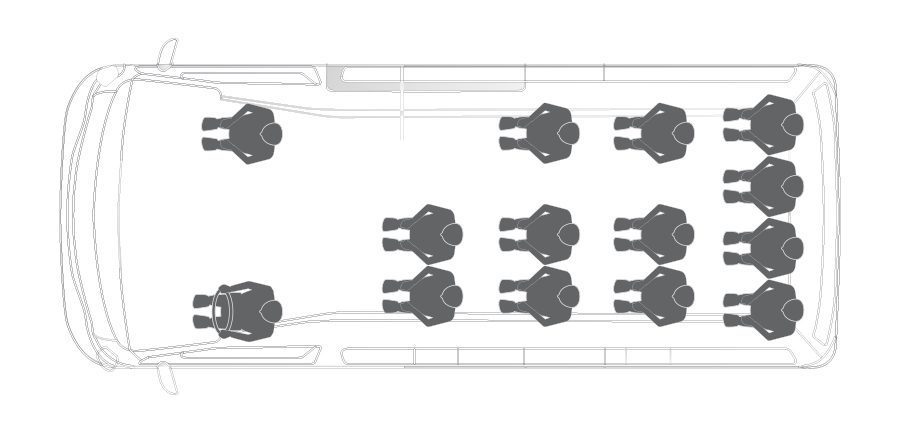 Nissan Urvan 2025 distribución de pasajeros versión 14 pasajeros